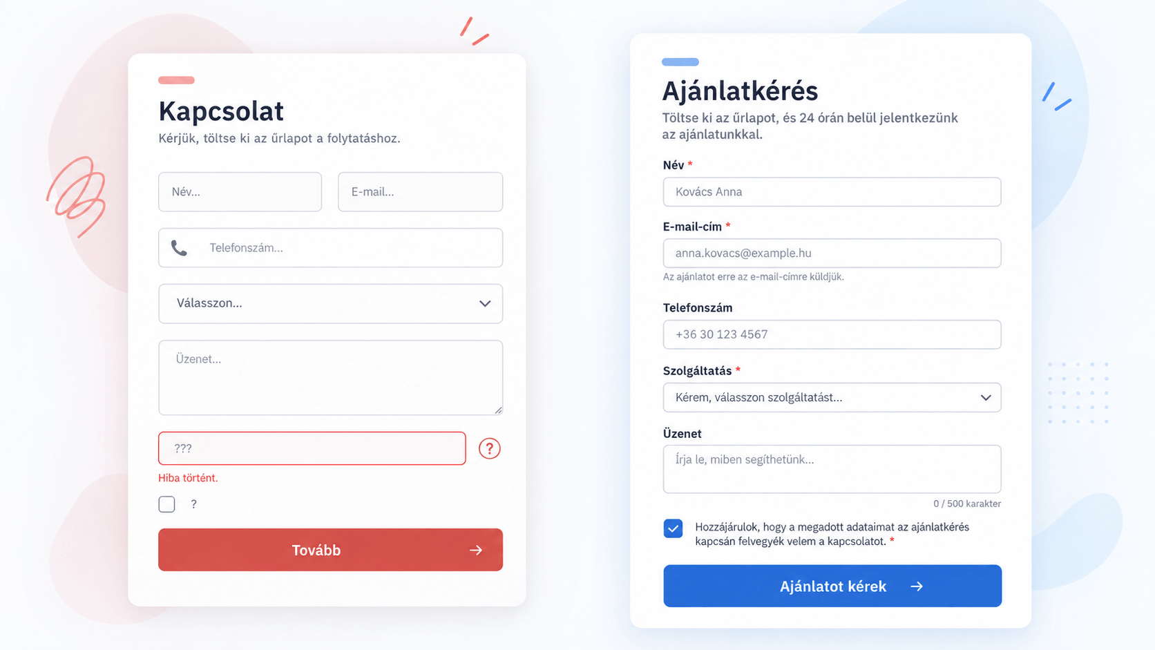 AI agent weboldal űrlap AI agent weboldal űrlap